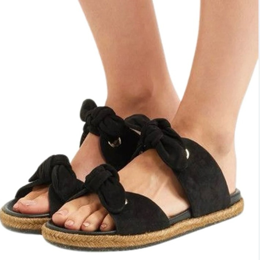 Jimmy Choo Nixon Suede Tie Espadrille Flat Slide On Sandals